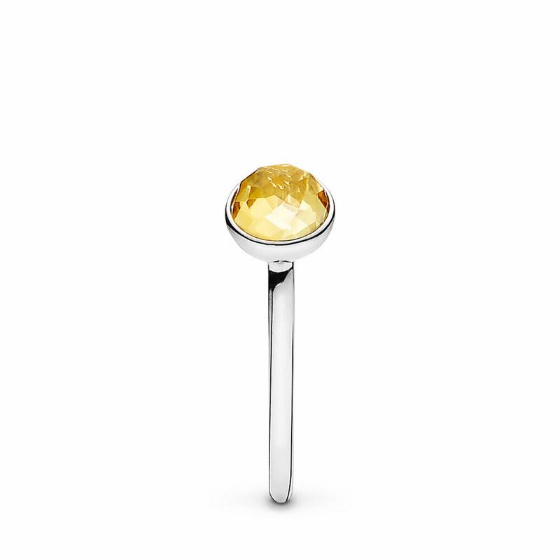 Pandora November Droplet Ring - Sterling Silver/Yellow/Citrine - Canada | MV5896FB